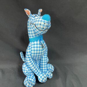 Scooby Doo Dog Blue White Checkered Plush Stuffed Toy 9”
